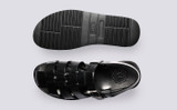Quincy | Mens Sandals in Black Leather | Grenson - Top and Sole View