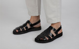 Quincy | Mens Sandals in Black Leather | Grenson - Lifestyle View