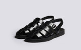 Quincy | Mens Sandals in Black Leather | Grenson - Main View