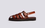 Quincy | Mens Sandals in Tan Leather | Grenson - Side View