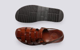Quincy | Mens Sandals in Tan Leather | Grenson - Top and Sole View