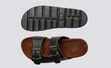 Florin | Mens Sandals in Brown Vintage Leather | Grenson - Top and Sole View