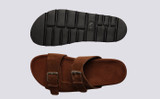 Florin | Mens Sandals in Brown Suede | Grenson  - Top and Sole View