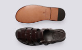 Quincy | Mens Sandals in Dark Brown Leather | Grenson - Top and Sole View