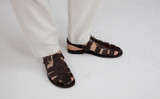 Quincy | Mens Sandals in Dark Brown Leather | Grenson - Lifestyle View