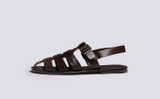 Quincy | Mens Sandals in Dark Brown Leather | Grenson - Side View