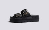 Ida | Womens Sandals in Black Leather | Grenson - Side View