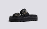 Ida | Womens Sandals in Black Leather | Grenson - Side View