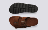 Flora | Womens Sandals in Brown Suede | Grenson  - Top and Sole View