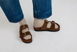 Flora | Womens Sandals in Brown Suede | Grenson  - Lifestyle View