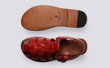 Queenie | Womens Sandals in Red Leather | Grenson - Top and Sole View