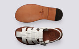 Queenie | Womens Sandals in White Leather | Grenson - Top and Sole View