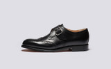 Shrewsbury | Mens Monk Shoes in Black Leather | Grenson - Side View