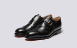 Shrewsbury | Mens Monk Shoes in Black Leather | Grenson - Main View