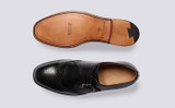 Shrewsbury | Mens Monk Shoes in Black Leather | Grenson - Top and Sole View