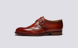 Shrewsbury | Mens Monk Shoes in Brown Leather | Grenson - Side View