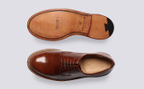 Camden | Mens Derby Shoes in Mid Brown Leather | Grenson - Top and Sole View