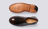 Camden | Mens Derby Shoes in Dark Brown Leather | Grenson- Top and Sole View