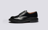 Devon | Womens Shoes  in Black Bookbinder Leather | Grenson - Side View