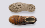 Brady | Mens Hiker Boots in Olive Tanned Leather | Grenson - Top and Sole View