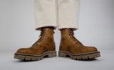 Fred | Mens Brogue Boots in Olive Tanned Leather | Grenson - Lifestyle View