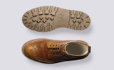 Fred | Mens Brogue Boots in Olive Tanned Leather | Grenson - Top and Sole View