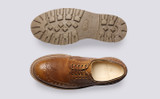 Archie | Mens Brogues in Olive Tanned Leather | Grenson - Top and Sole View