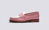 Epsom | Womens Loafers in Pink and White Leather | Grenson - Side View