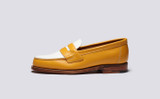Epsom | Womens Loafers in Yellow and White Leather | Grenson - Side View
