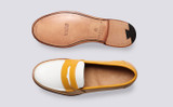 Epsom | Womens Loafers in Yellow and White Leather | Grenson - Top and Sole View