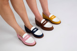Epsom | Womens Loafers in Navy and White Leather | Grenson - Lifestyle View