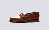 Epsom | Womens Loafers in Brown and White Leather | Grenson - Side View