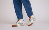 Sneaker 51 + | Mens Trainers in White with Multi Suede | Grenson - Lifestyle View 2