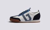 Sneaker 51 | Mens Trainers in White with Blue Suede | Grenson - Side View