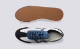 Sneaker 51 | Mens Trainers in White with Blue Suede | Grenson - Top and Sole View