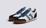 Sneaker 51 | Mens Trainers in White with Blue Suede | Grenson - Main View