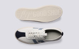 Sneaker 67 | Mens Sneakers in White with Blue Suede | Grenson - Top and Sole View