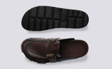 Dale | Clogs for Men in Dark Brown Leather | Grenson - Top and Sole View