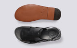 Wiley 3 | Mens Sandals in Black Leather | Grenson - Top and Sole View
