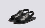 Wiley 3 | Mens Sandals in Black Leather | Grenson - Main View