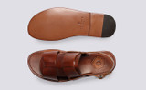 Wiley 3 | Mens Sandals in Tan Handpainted Leather | Grenson - Top and Sole View