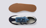Sneaker 51 | Womens Trainers in White with Blue Suede | Grenson - Top and Sole View