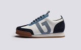 Sneaker 51 | Womens Trainers in White with Blue Suede | Grenson - Side View