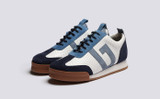 Sneaker 51 | Womens Trainers in White with Blue Suede | Grenson - Main View