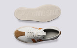 Sneaker 67 | Womens Sneakers in White with Yellow Suede | Grenson - Top and Sole View
