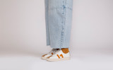 Sneaker 67 | Womens Sneakers in White with Yellow Suede | Grenson - Lifestyle View