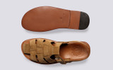 Quincy | Mens Sandals in Caramel Suede | Grenson - Top and Sole View
