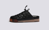 Sneaker 75 | Mens Mules in Black Burnished Nubuck | Grenson - Side View