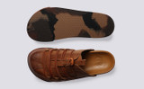 Sneaker 75 | Mens Mules in Ginger Burnished Nubuck | Grenson - Top and Side View