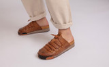 Sneaker 75 | Mens Mules in Ginger Burnished Nubuck | Grenson - Lifestyle View